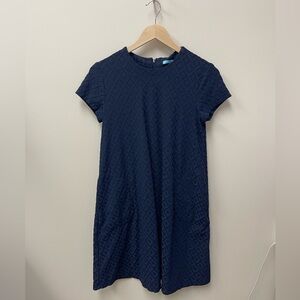 J. McLaughlin Navy Stretch Short Sleeve Swing Dress